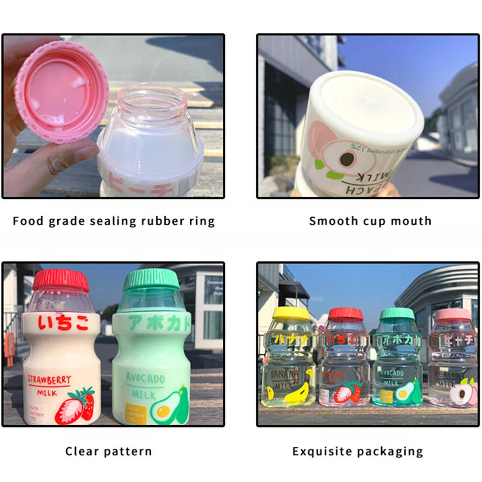 480ml Cute Frosted Plastic Fruit Water Bottle BPA Free