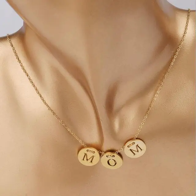 Stainless Steel Round Lettered Necklace