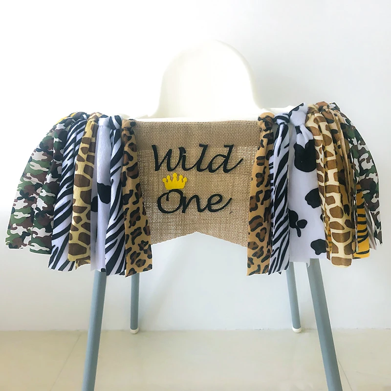 Wild One баннер с кисточками гирлянда украшения для дня рождения Дети Джунгли Тема
