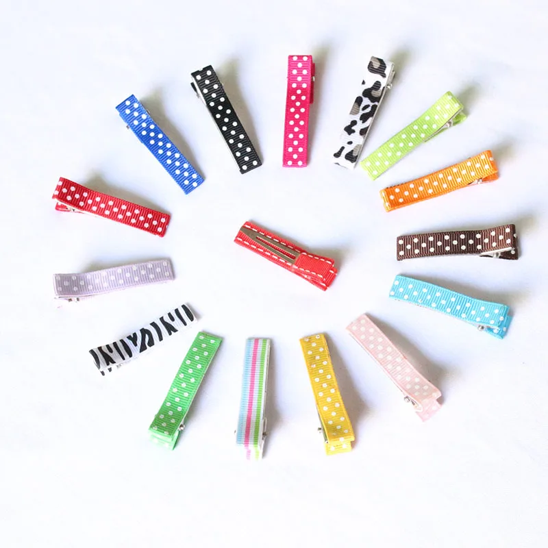 1.8&quot DIY Hair Accessory Clips kids Girl Dot Ribbon Bows Clip Lined Alligator 10pieces/lot |