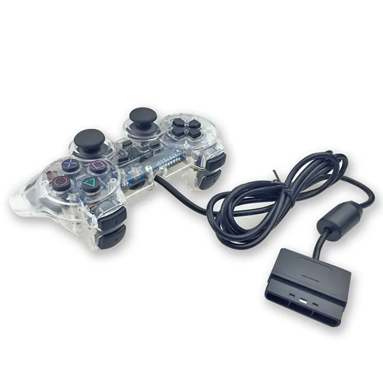 Wired Gamepad For Sony PS2 Controller Double Shock  Joystick Transparent Joypad