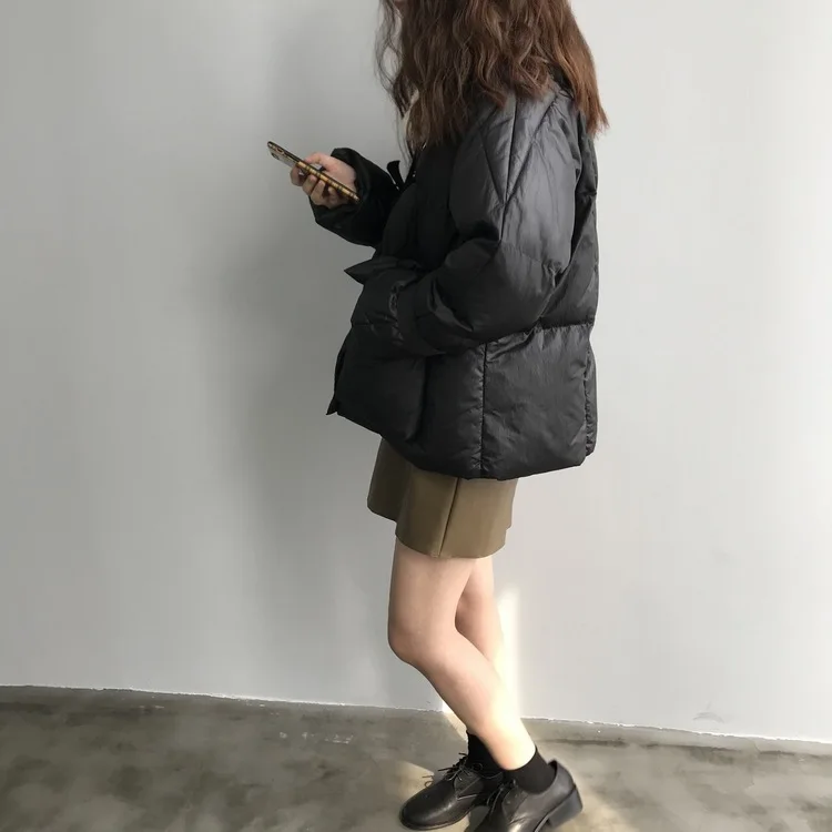 Winter New Thickened Solid Color Short ins Loose Bread Suit cotton-padded jacket Female