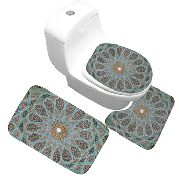 

Honlaker 3Pcs/Set European Geometric Patterns Cover Bathroom Toilet Slip Toilet Mat + Bath Non Rug Mats