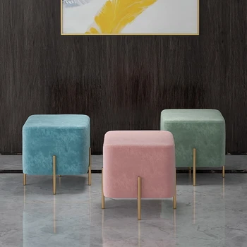 

Iron Shoes Stool Small Apartment Layout Sofa Stool Square Small Stool Household Dressing Tailstock Bench Shoes Four Horn Stool