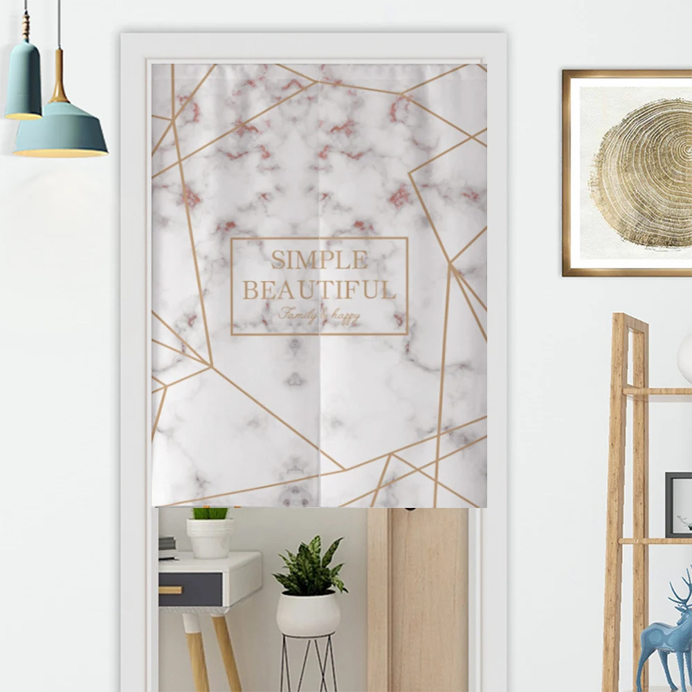 

Japanese Noren Door Curtain Geometry Printing Kitchen Bedroom Restaurant Entrance Custom Decor Polyester Short Hanging Curtain