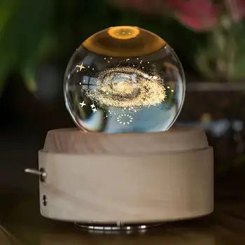 

Crystal Ball Rotating Music Box Glass Ball Adornment Glass Ball Crafts Desktop Decoration Home Decor