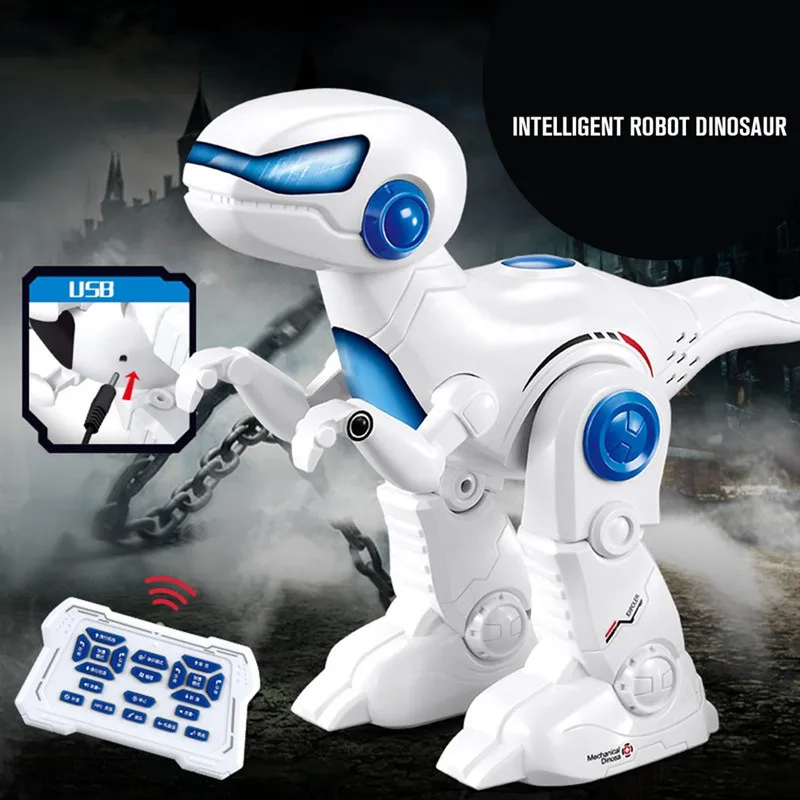 Robô com Música Controle Remoto Inteligente Dinossauro Robô Brinquedo rc Modelo Flash Luz Andando Programação Presente Inglês 4 Brinquedos e hobbies