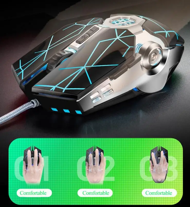 Новая Проводная игровая мышь Q7 со светодиодной подсветкой механическая