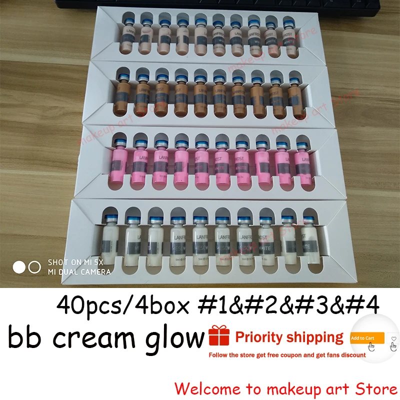 

5ML 10pcs/box Mesowhite BB Cream stayve Starter Kit mixed color BB Booster Foundation Makeup Base Brightening Treatment