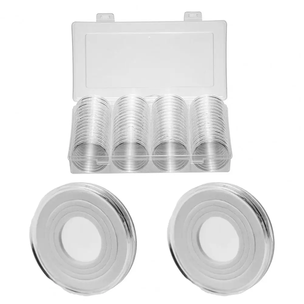 60Pcs/Set 41MM Portable Coin Holders Reusable Acrylic Transparent Storage Cases Round Protector Organizers for Collection 5