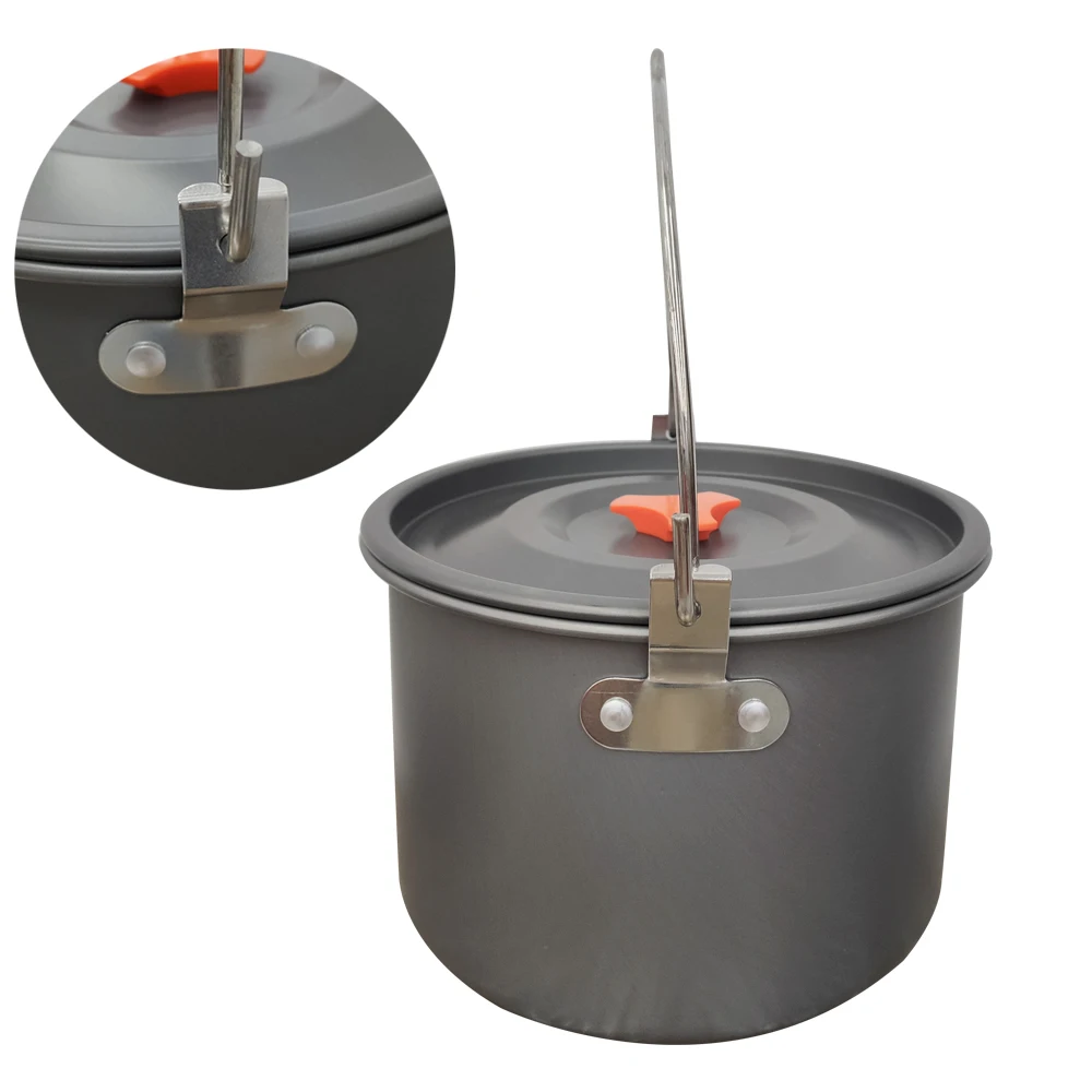 Outdoors 4-6 People Camping Non-stick Pan Camping Hanging Pot Cauldron Team Bonfire Have A Picnic Pot Portable Picnic