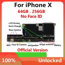 100% разблокированная материнская плата для iPhone X с заводской