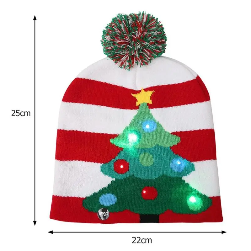 Рождественский головной убор с светодиодный светильник, вязаный колпачок, цветной светильник, украшение для праздничной вечеринки, эффективно создает праздничную атмосферу - Цвет: A