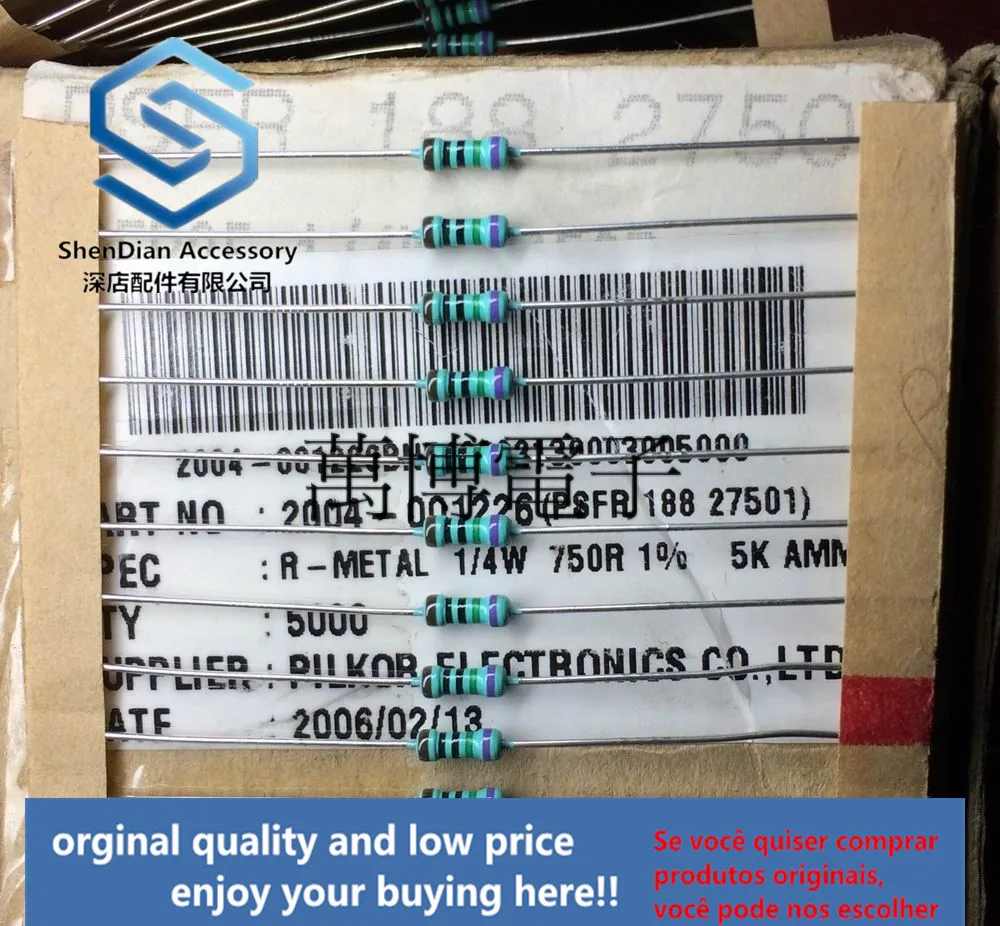 

30pcs only orginal new 1/4W 0.25W 750 Euro 750R can pay