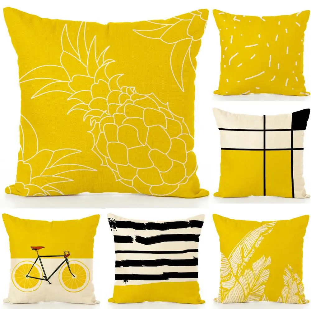 

Pineapple Leaf Yellow Throw Pillow Case Sofa Car Waist Cushion Cover Home Decor Pillow Cover Decorative Pillows