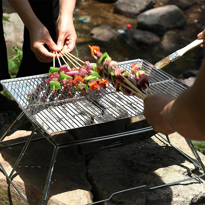 huiswerk hengel houding Outdoor Wood Stove Bbq Stainless Steel Foldable Square Portable Bbq Grill  Mini Folding Camping Charcoal Stove Barbecue Grill - Bbq Grills - AliExpress