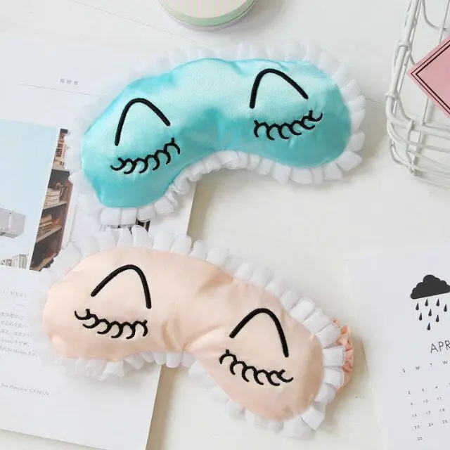 

Girl'S Heart Eyelash Princess Eyepatch Pink Shade Sleep Eye Patch Lace Edge Clatter
