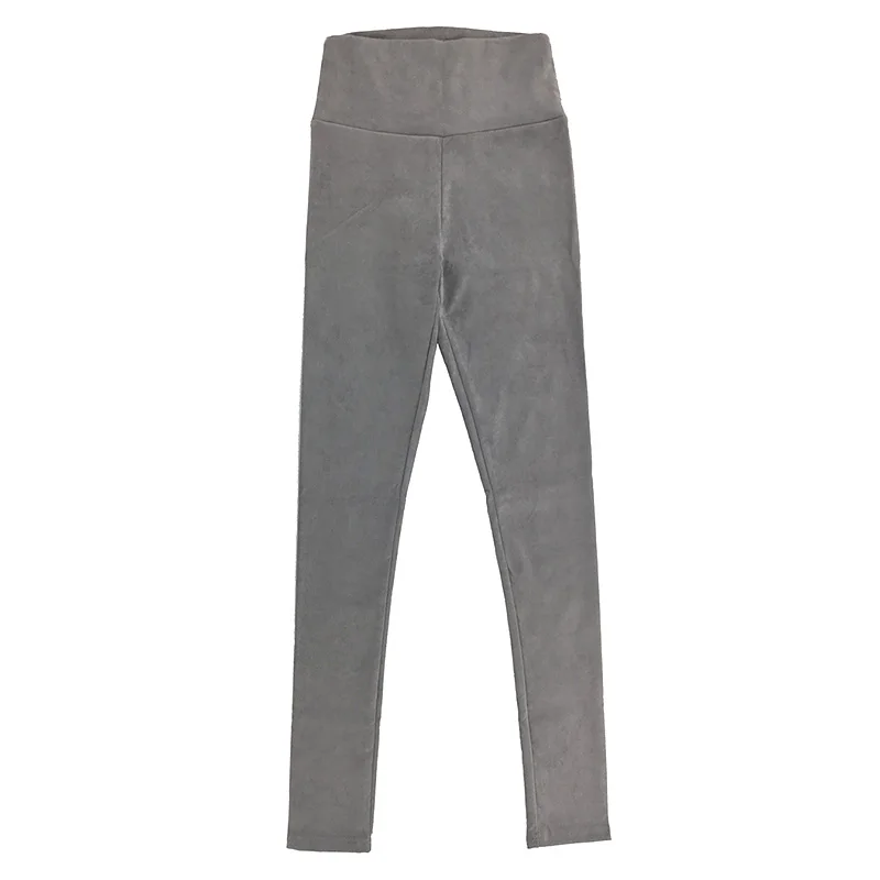 light grey Модные замшевые кожаные женские леггинсы с высокой талией, большие Эластичные Обтягивающие Ретро Кожаные Замшевые брюки для женщин k80 - Цвет: light grey