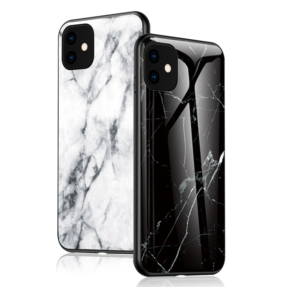 

Color Colored Marble Tempered Glass Phone Case For iPhone 11 pro max X XR XS MAX Smooth Marble Case For iPhone 6s 7 8 plus Case
