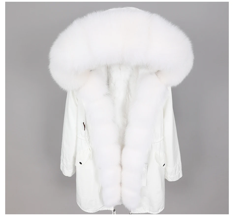 Зимняя женская длинная куртка большого размера пальто из меха лисы с большим меховым воротником из натурального меха съемная подкладка из кроличьего меха Модная парка
