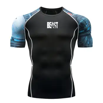 

2020 Fashion running t shirt Men Short Sleeve Fitness t-shirt Compression tshirt Gym Tight Summer Top Men Breathable tshirt