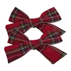 2 PCS 4 inches Plaid Festive Accessories Tartan Bow Hair Clips Scottish Bow Barrettes for Kids Baby Girls 1