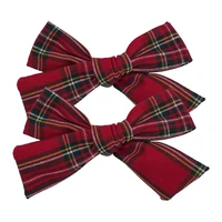 2 PCS 4 inches Plaid Festive Accessories Tartan Bow Hair Clips Scottish Bow Barrettes for Kids Baby Girls 1