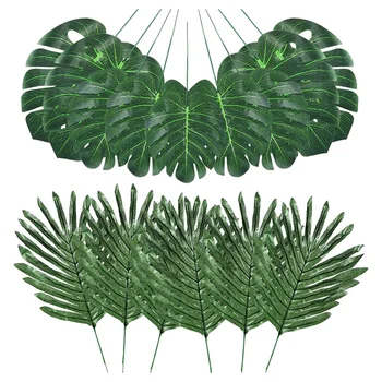 

48 Pcs 4 Kinds Artificial Palm Leaves Monstera Leaves,with Faux Stems,DIY Home Wedding Party Table Decorations Supplies