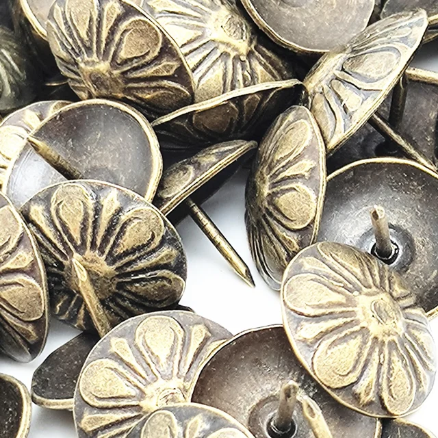 Juasky 200 tachuelas de tapicería para decoración de muebles de latón  antiguo, tachuelas para tapicería decorativa, clavos de tapicería de 7/16