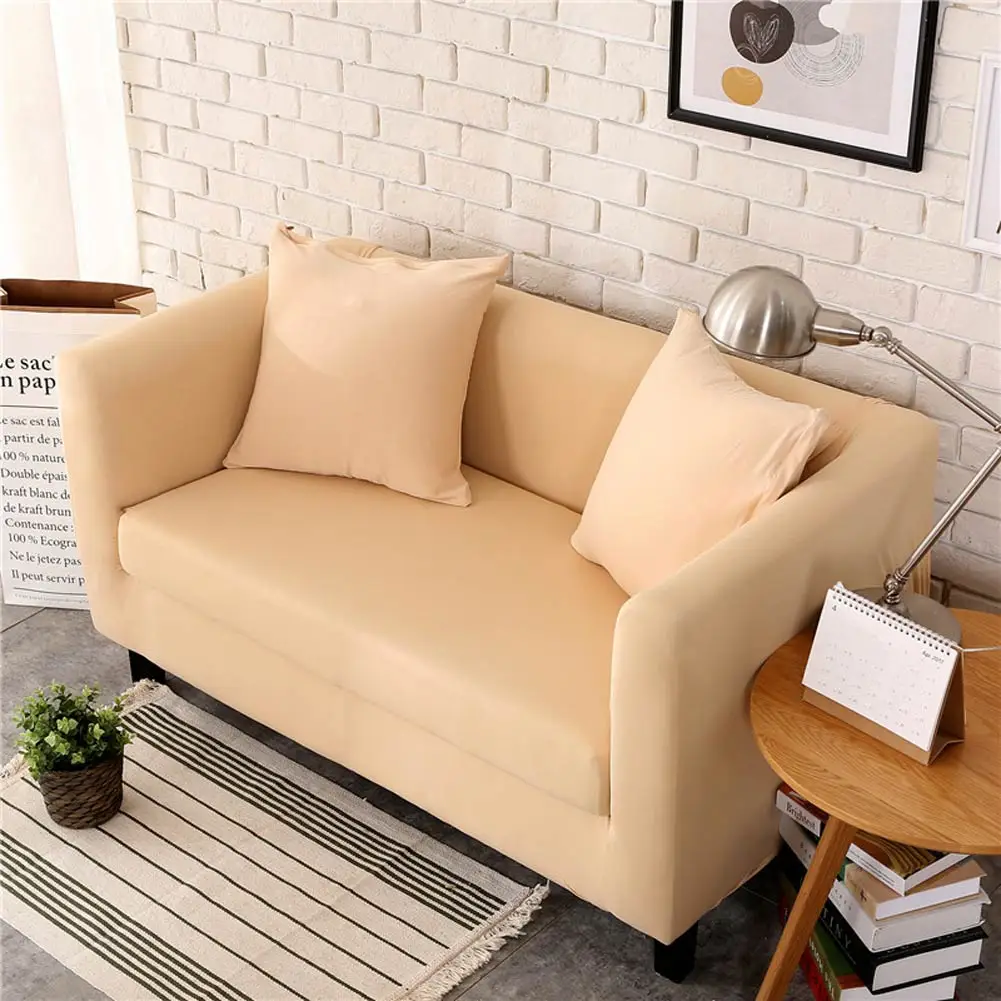 2019 простой сплошной свет Тан печати покрывало для дивана стрейч эластичный спандекс/стул из полиэстера Loveseat L форма секционные