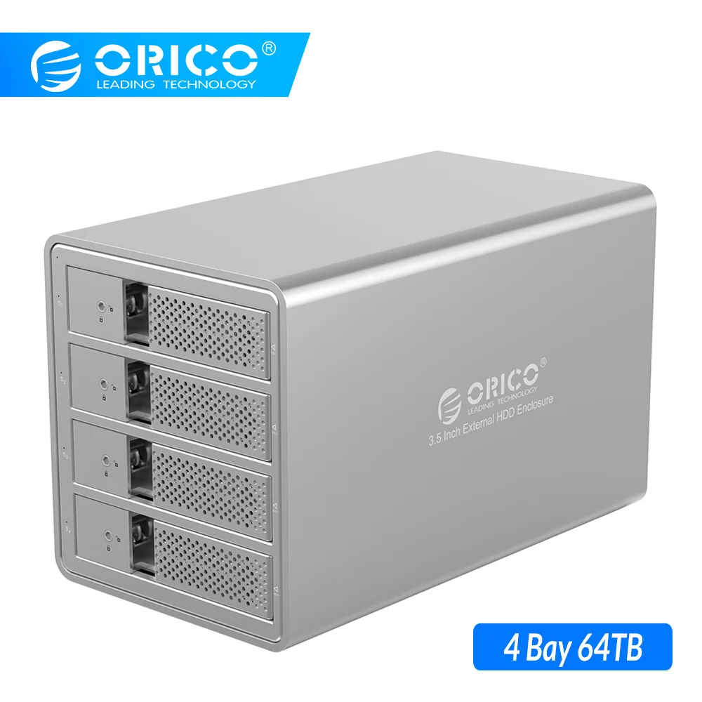 ORICO 4 Bay 3,5 ''USB3.0 HDD док-станция с 150 Вт внутренний адаптер питания Поддержка 64 ТБ UASP алюминиевый SATA для USB 3,0 HDD Чехол