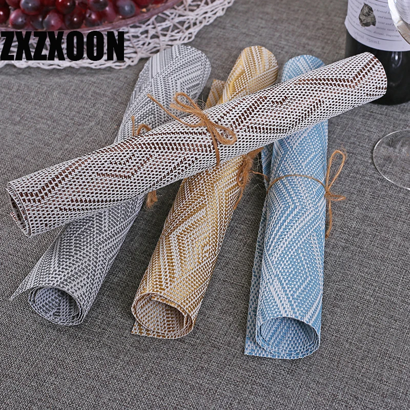 

Simple Rectangle 30x45cm PVC Placemat for Dining Table Non-slip Table Mat Pads Table Placemats Drink Bowl Cup Coasters