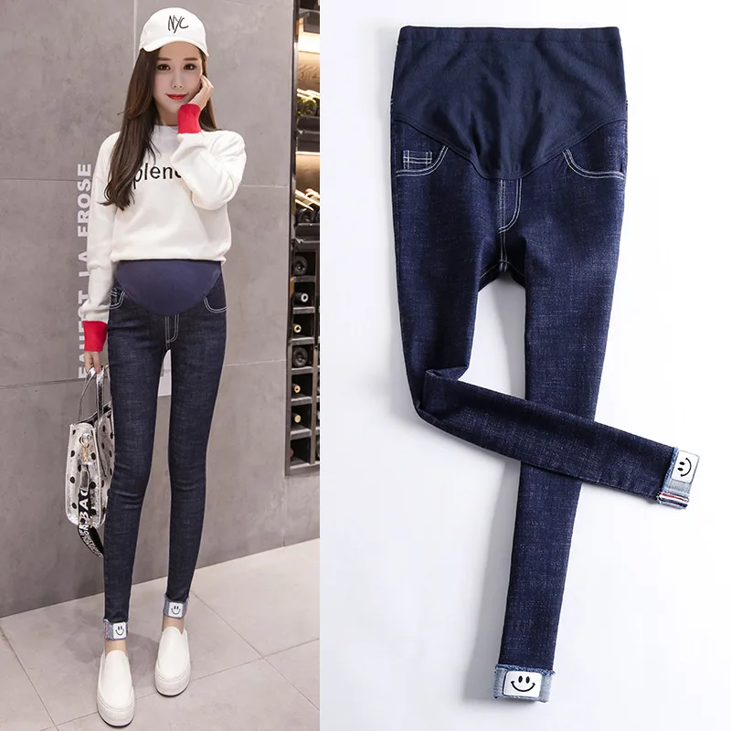 Maternity Jeans Autumn Pregnant Women Belly Support Pencil Pants Curling Trousers Pregnancy Pants JOYRAY.B