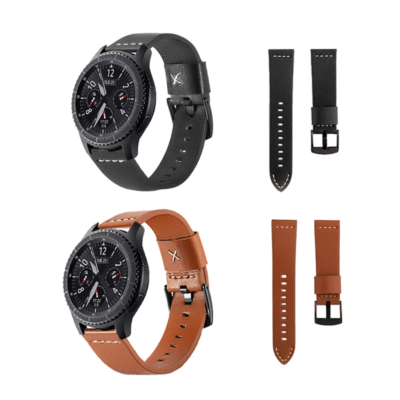 Кожаный ремешок для Galaxy Watch 42 мм 46 мм ремешок для samsung gear Classic Frontier 22 мм быстрая замена ремешков