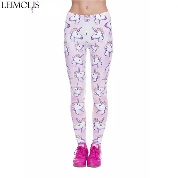 

LEIMOLIS 3D print Cartoon Lovely pink Unicorn fitness push up workout leggings women Harajuku High Waist punk rock sexy leggins