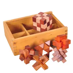 6 шт./компл. новый дизайн головоломка Конг Мин замок 3D деревянные блокировка заусенцев головоломки игра игрушка учебный, обучающий пазл