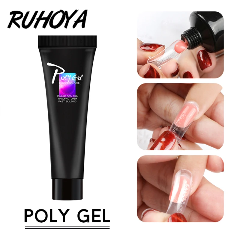 УФ гель Ruhoya Poly 10 мл полигель белый прозрачный температурный цвет для наращивания