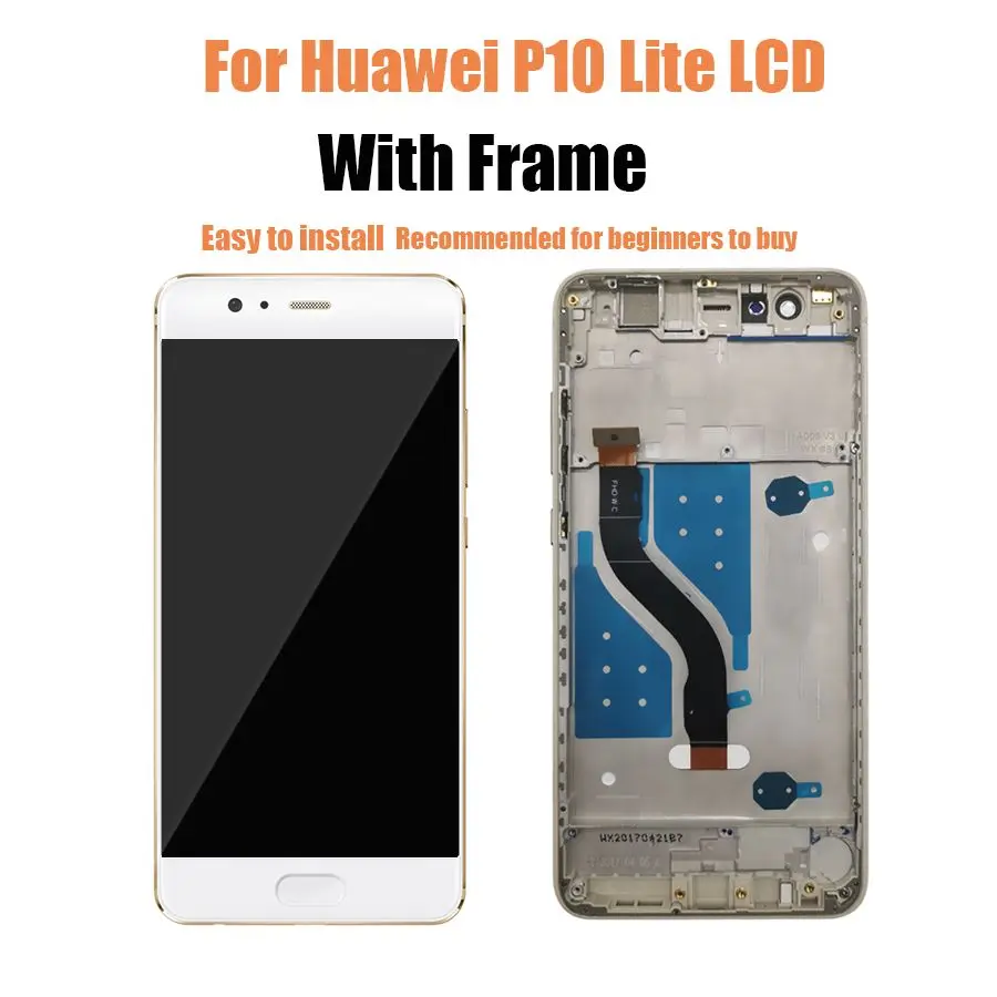 For p10 lite Frame AAAA ЖК-дисплей для huawei P10 P20 Lite, сенсорный ЖК-дисплей, дигитайзер, сборка, Замена для huawei Nova 3E, экран - Цвет: For p10 lite Frame