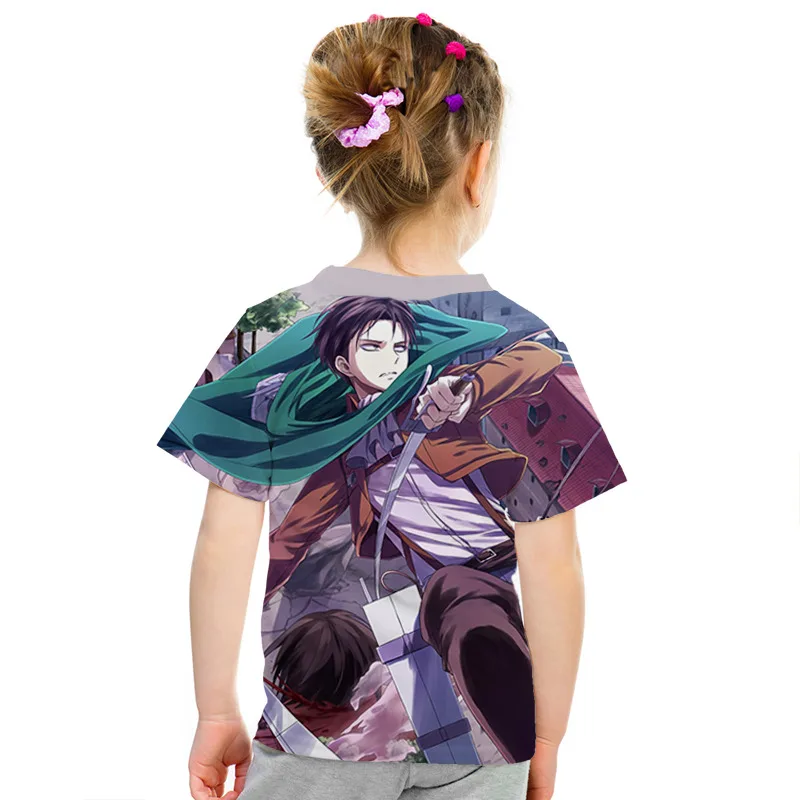 Удобная футболка с 3d принтом японского аниме «атака на Титанов» для мальчиков и девочек детская модная рубашка с аниме детская одежда с короткими рукавами