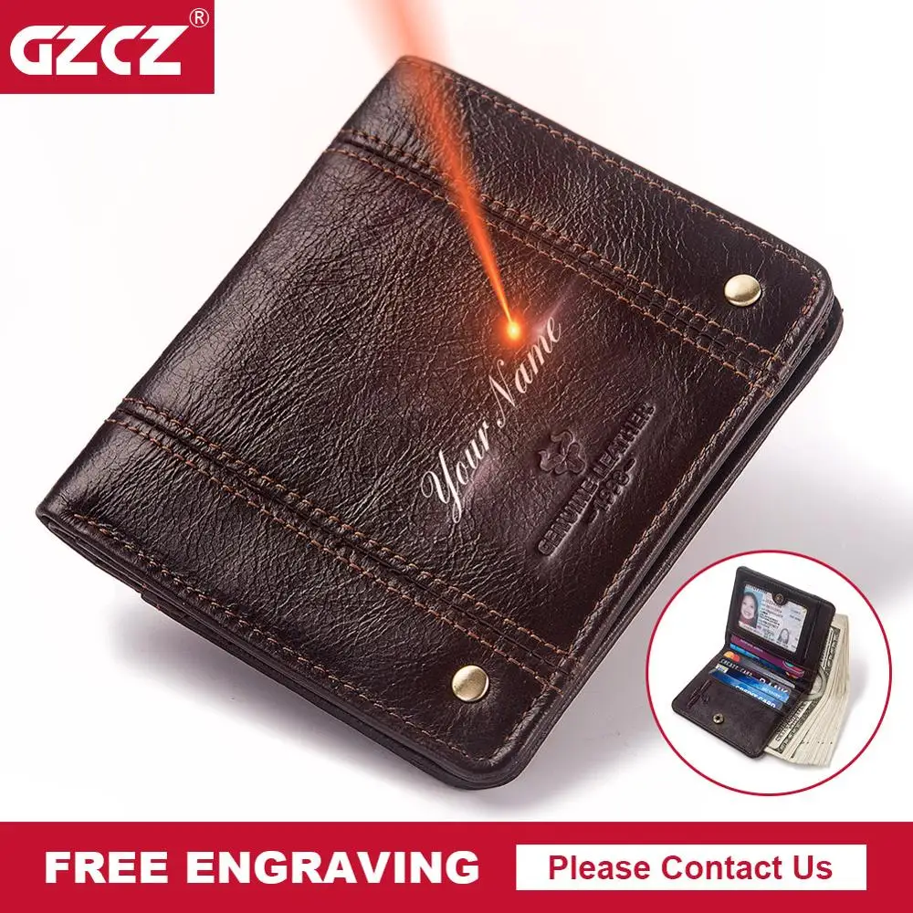 GZCZ мужские тонкие кошельки из натуральной кожи, RFID мужской тонкий кошелек из коровьей кожи, держатель для карт, короткий мини кошелек на застежке для мужчин 2020, горячая распродажа|Кошельки| | АлиЭкспресс