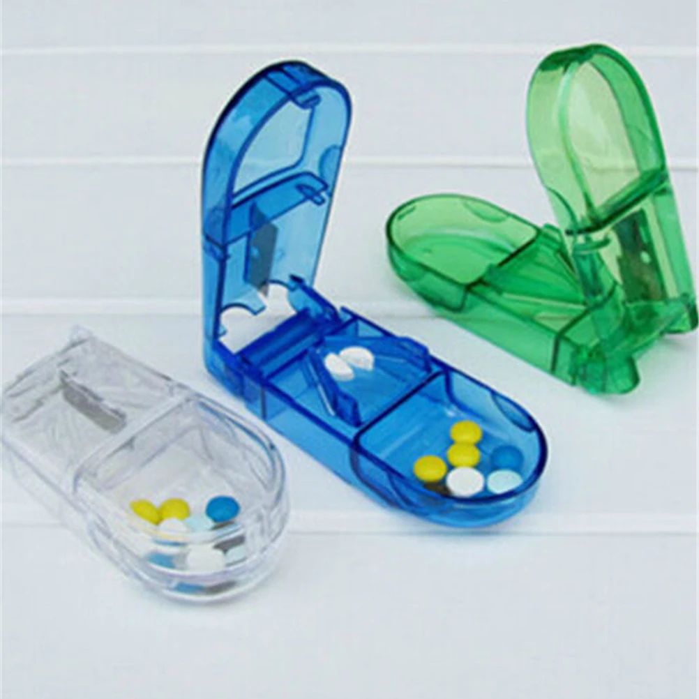 1Pcs Portable Pill Cutter Box Convenient Storage Box Tablet Cutter Splitter Medicine Pill Holder Pill Cutter Pill box