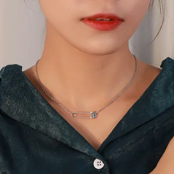 

Genuine 925 Sterling Silver Safety Pin Choker Necklace Retro Vintage Pin Necklaces Punk Style Jewelry for Women Gifts
