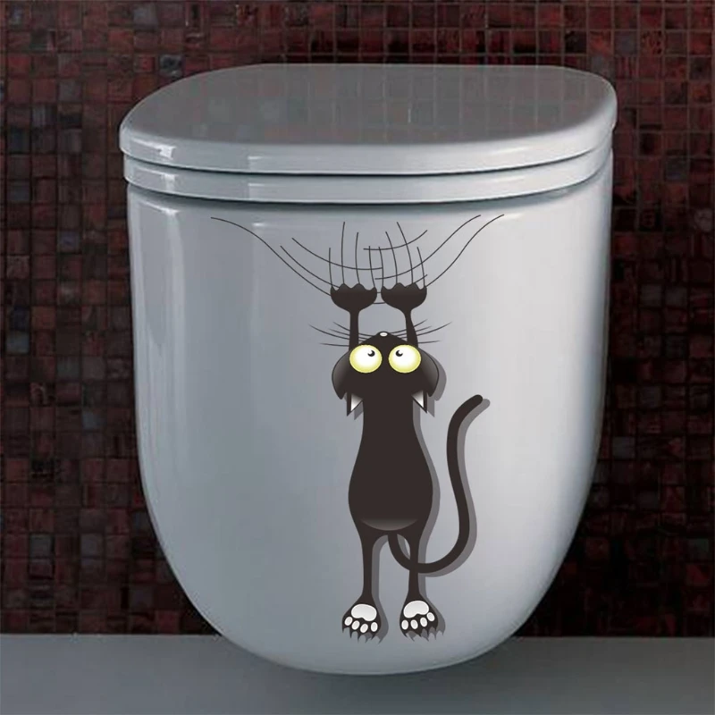 Description Picture 6 of itemFunny Cartoon Cat PVC Mirror Wall Sticker DIY Art Mural Waterproof Window Decal Background Wallpaper Home Decoration Film