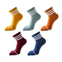 5 пар, корейский стиль, женские носки с пятью пальцами, Женские Короткие хлопковые зимние Дышащие носки разных цветов, повседневные носки