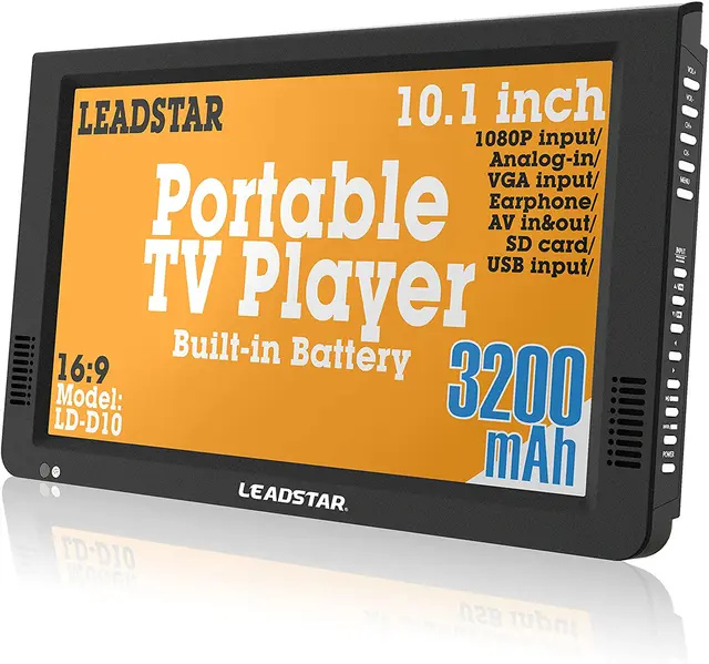 Pantalla Digital TFT HD portátil de 10 pulgadas, TV LED de visión libre para coche y caravana, reproductor Multimedia con batería integrada para acampada al aire libre