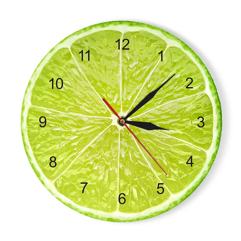 Orange Lemon Fruits Acrylic Wall Clock Lime Pomelo Modern Kitchen Clock Watch Home Decor Fresh Tropical Fruit Wall Art Timepiece