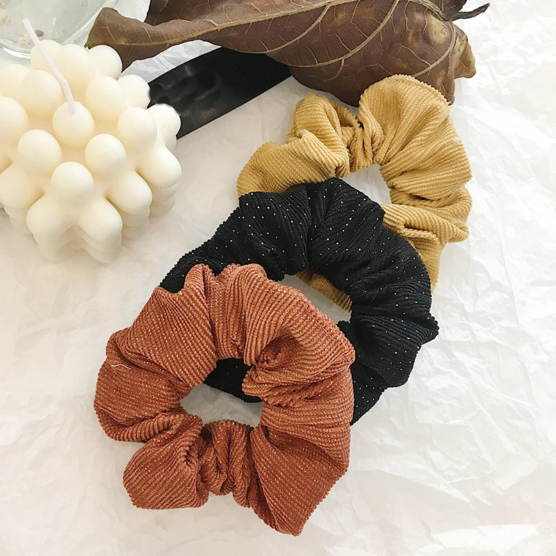 Однотонные вельветовые резинки для волос осень-зима, женские эластичные резинки для волос, конский хвост, кольцо для волос, корейские милые аксессуары для волос