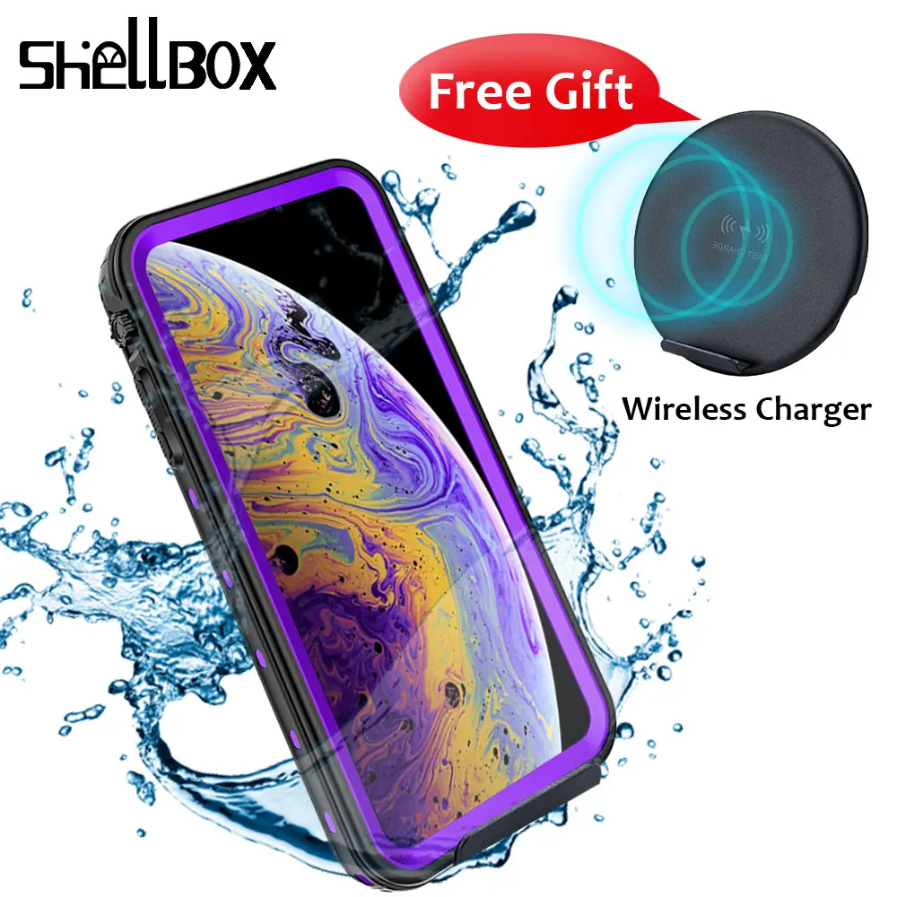 

SHELLBOX IP68 Phone Waterproof Case Cover Swimming 360 Full Protector Smartphone Waterproof Case for iPhone X XR XS MAX Fundas