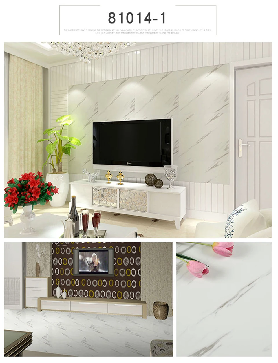 Waterproof Floor Stickers Self Adhesive Marble Wallpapers Bathroom Wall