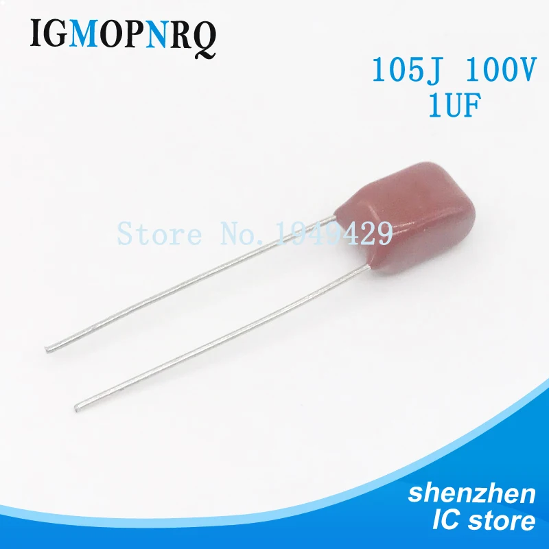 10 Pz/lotto 1uF 105 100V CBB Condensatore a Film di Polipropilene Passo 5mm 105 1uF 100V NEW